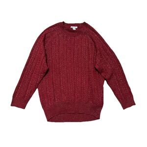 Athleta Sweater Women's‎ Size Large L Crossroads Crew Cable Knit Decadent Red